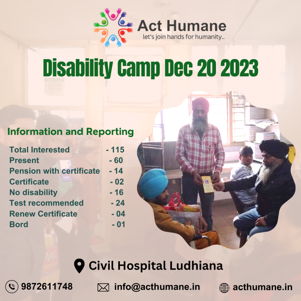 Disability Camp 20 Dec 2023 |  NGO in Punjab