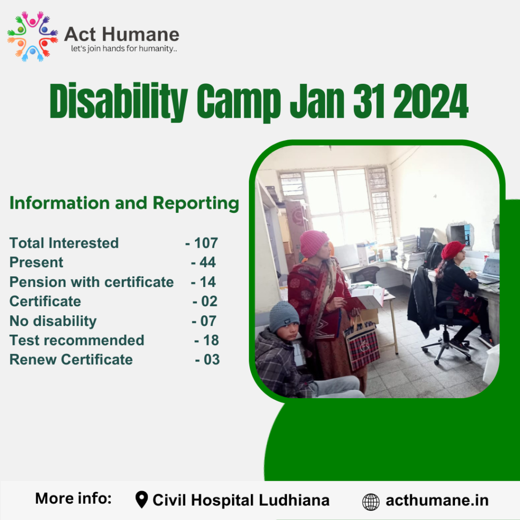 Disability Camp 31 Jan 2024 |  NGO in Punjab near me