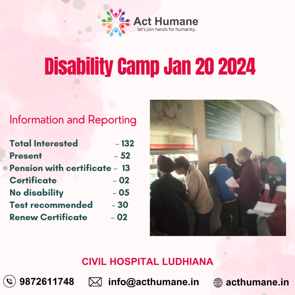 Disability Camp 20 Jan 2024 |  NGO in Punjab