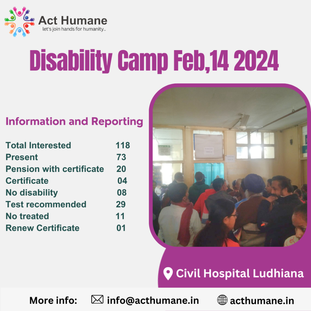 Disability Camp Feb,14 2024 |  NGO in Punjab near me