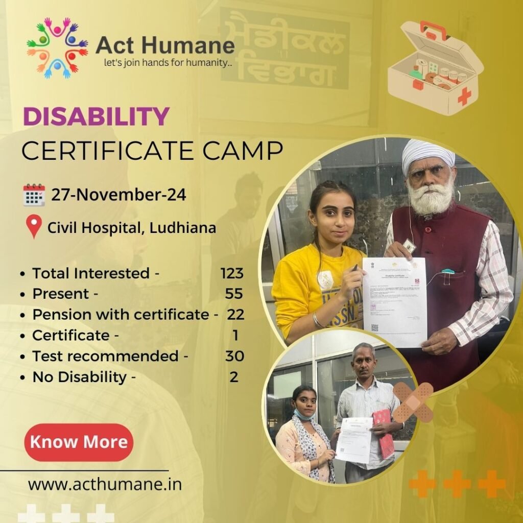 Certificated Camp for Disables at Civil Hospital ludhiana