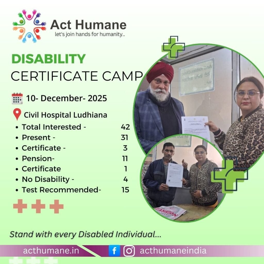 Disability Camp in Ludhiana 10th December